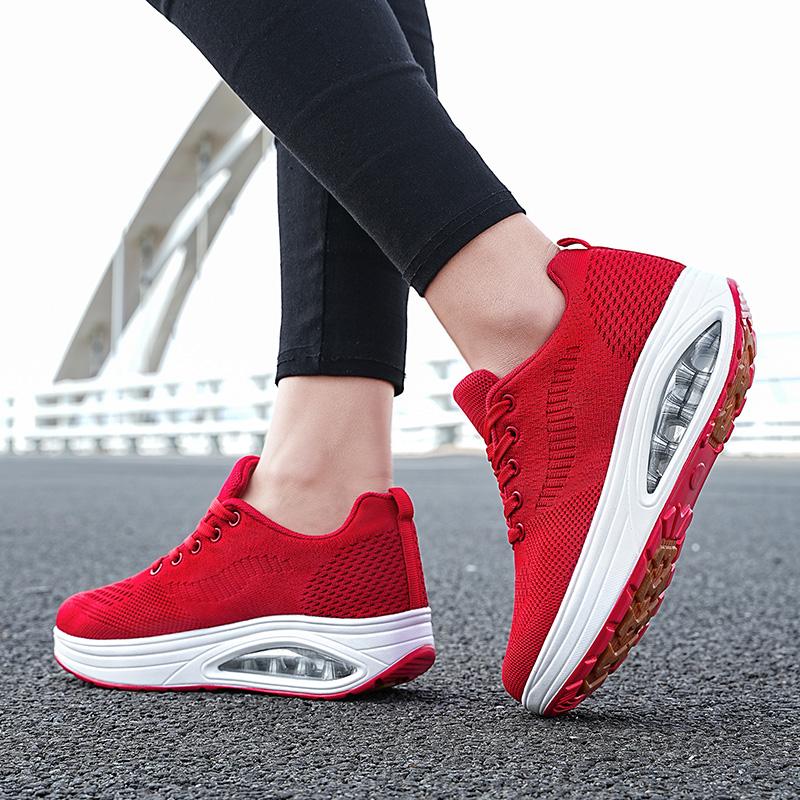 Women Walking Shoes Air Cushion Non Slip Orthopedic Shoes Ladies Platform Mules Breathable Wedge Female Sneakers