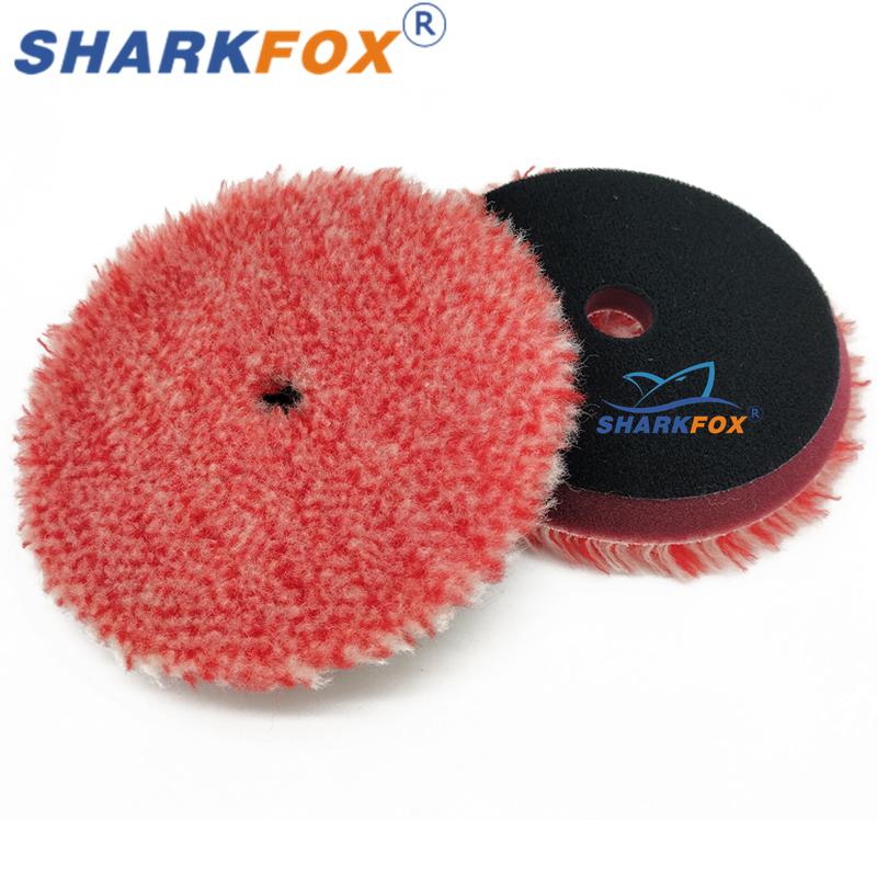 Sharkfox 2pcs/lot 5"(125mm)/6"(150mm) Red Heavy Cutting Wool Polishing Pad Long Wool Buffing Polish Pad for Car Polishing