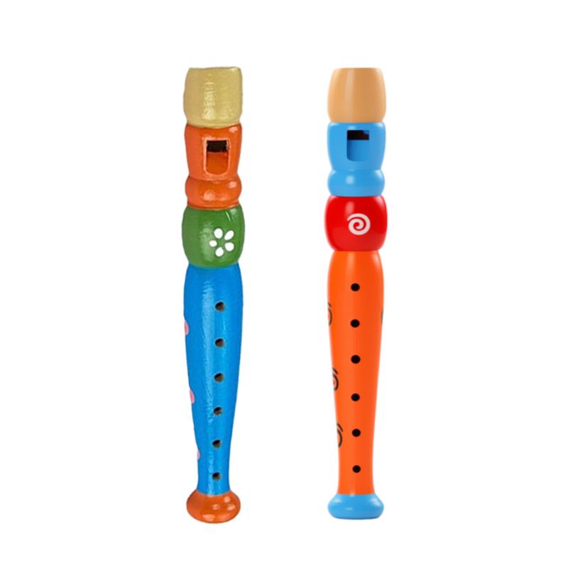 2 шт. 6-дырочная деревянная флейта, красочные детские развивающие музыкальные игрушки, детский музыкальный инструмент, труба, горн, гудок TMZ