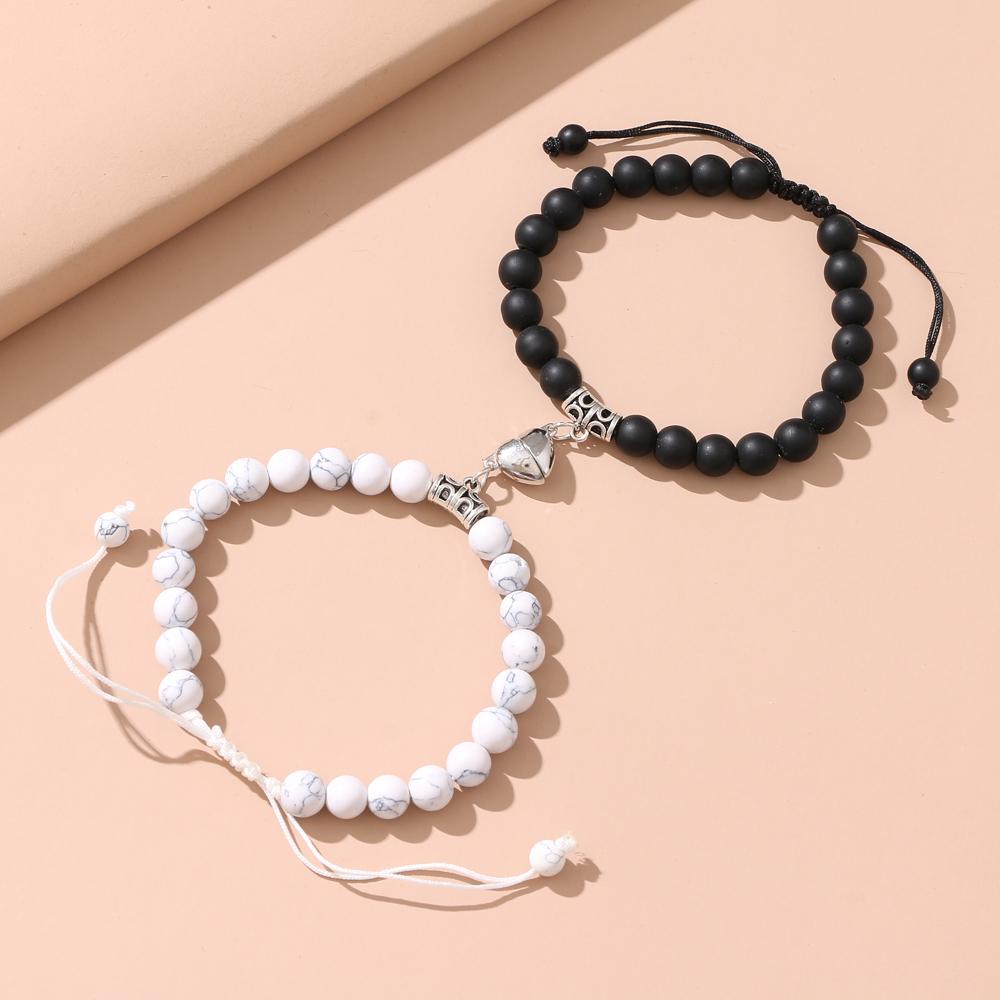 Мода 2 шт./компл. натуральный камень бусины браслет для йоги для влюбленных расстояние магнит пара браслеты ювелирные изделия дружбы