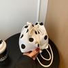 Polka Dot Nylon Drawstring Crossbody Bag Soft Lightweight Adjustable Strap Fashion Shoulder Purse for Women Shopping
