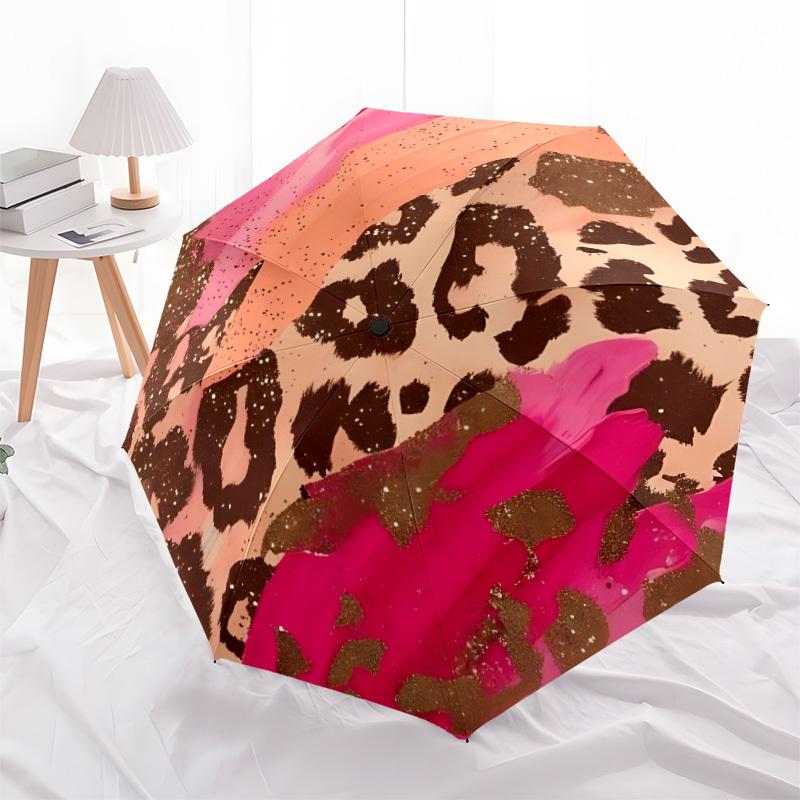 1pc Leopard Print Automatic Opening/Closing Umbrella with Operation & Windproof Canopy yy260311066