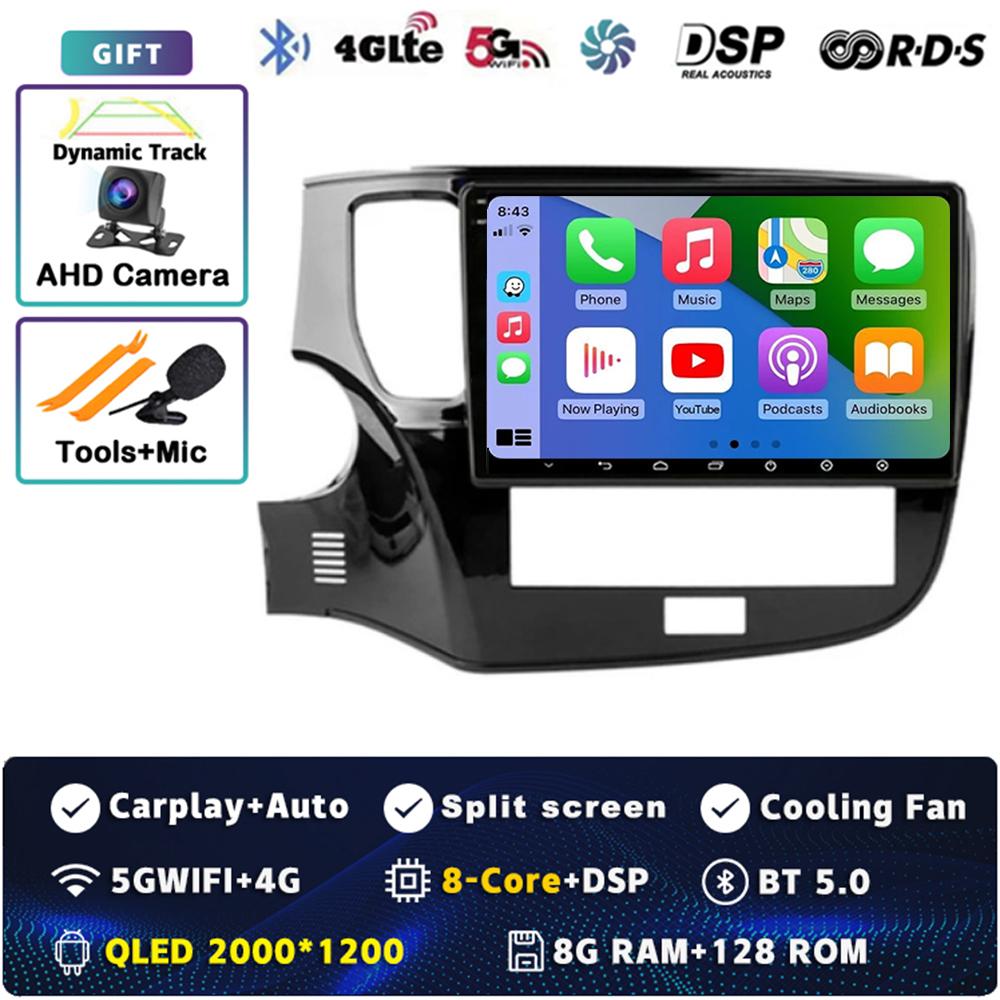 Android 14 Carplay Car Radio для Mitsubishi Outlander 3 III GF0W GG0W 2018 - 2022 Мультимедийный видеоплеер Навигация GPS Стерео