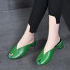 High-heeled Outer Slippers Women's Shoes Summer First-layer Cowhide Fish Mouth Thick Heel Sandals Women's Fashion Slippers