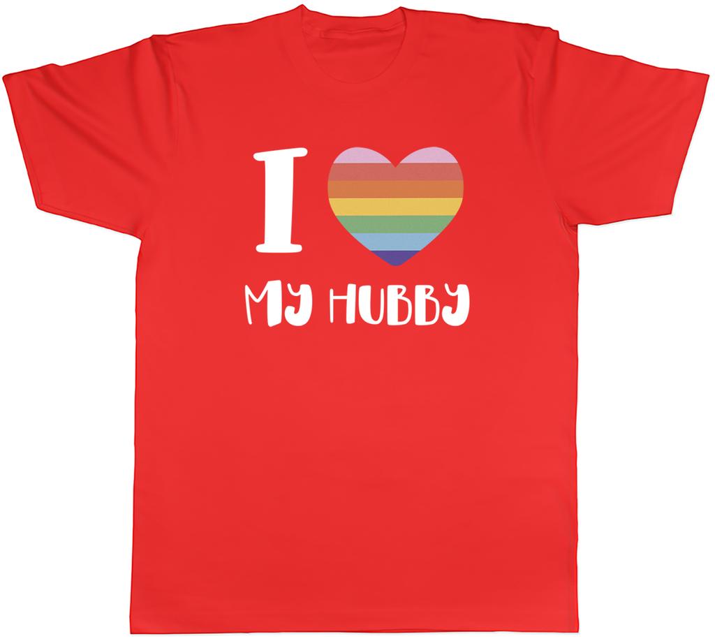 I Love my Hubby Rainbow Heart Unisexs TShirt Tee Gift Top