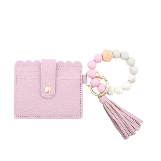 Женский кошелек, держатель для карт, бусины, кисточка, декор, искусственная кожа, фирменная строчка, мраморный брелок с леопардовым принтом, кисточка, карман для карт, кошелек