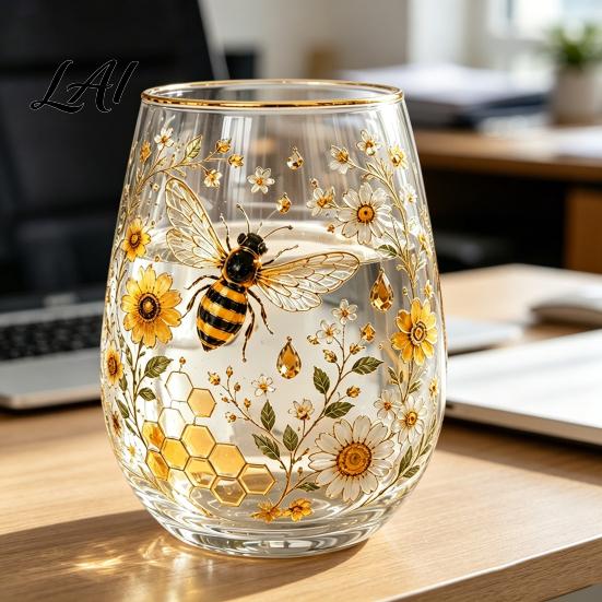 Scratch Resistant Glassware Hummingbird Morning Glass Cup Whiskey Tumbler Glass Heat Garden Themed Drinkware Floral Design Wine for Home Bar Durable