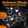 Spooky Knife Keychain Halloween Horror Keychain, Hand Saw with Ghost Charm, Party Favors Zinc Alloy Car Key Chain Pendant Accessories, Holder