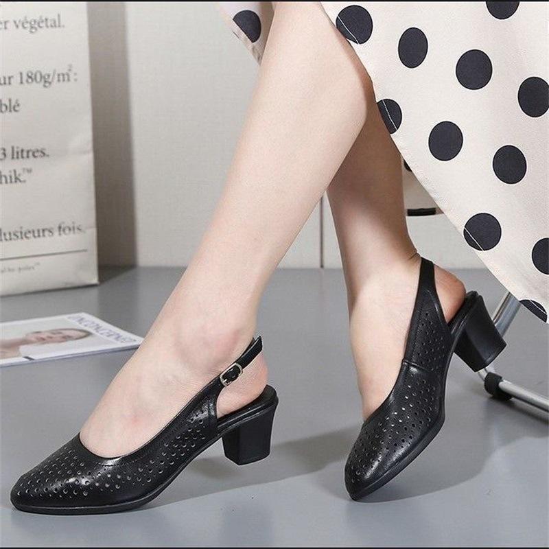 2024 Летняя обувь Женские с открытым носком Женские кожаные босоножки на высоком каблуке Повседневные босоножки на платформе Женские сандалии