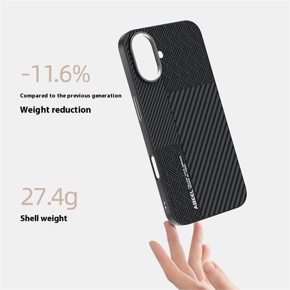 ABEEL For iPhone 16 Plus Case PC + TPU + Aluminum Alloy + PU Leather Slim Phone Back Cover Compatible with MagSafe