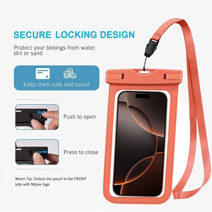 Housse Étanche pour Xiaomi 15 Ultra 14 Ultra 14T Pro 13 12 11 Redmi A5 A3 A2 14C 13C 12, IPX8 Bordure Orange