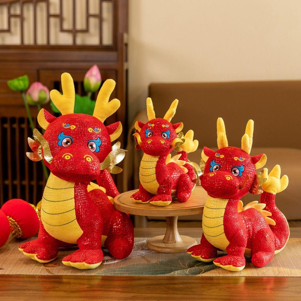 Мультяшный китайский дракон, талисман, плюшевый, набивной дракон, плюшевые игрушки, счастливая зодиакальная кукла-дракон, Новый год
