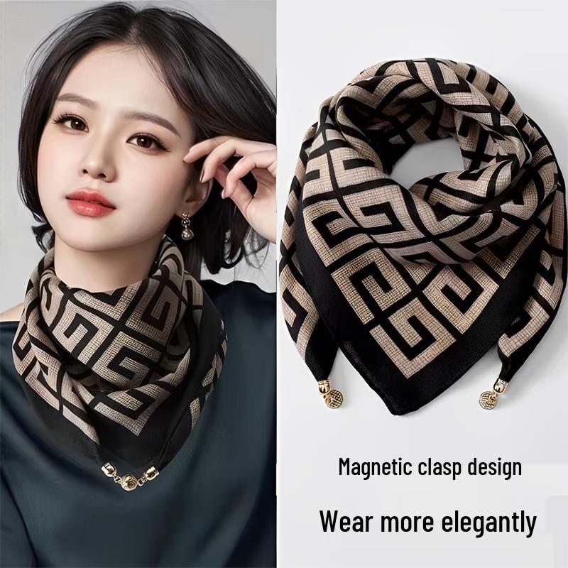 Women's Elegant 100% Cotton Scarf with Magnetic Closure