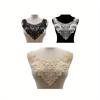 Embroidered Lace Fake Collars, Floral Hollow-Out Chest Flower Collars, Solid Color Clothing Accessories, Black & White
