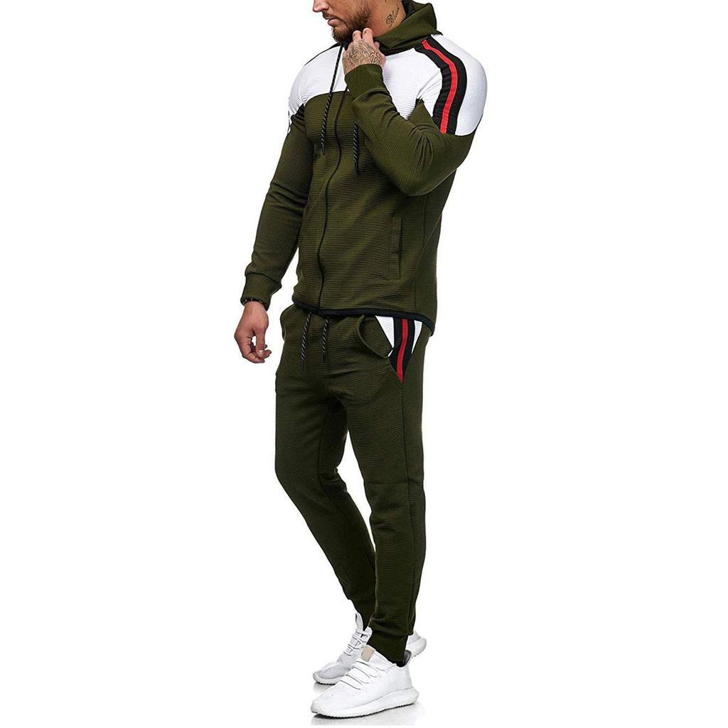 Мужской весенне-осенний кардиган с круглым вырезом и капюшоном, костюм-толстовка с цветными блоками