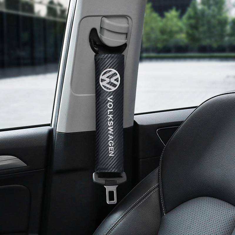 2/1PCS Carbon Fibre Seat Belt Cover Shoulder Pads Interior Accessory For Volkswagen Polo VW GTI Golf Jetta Beetle Polo CC Touran
