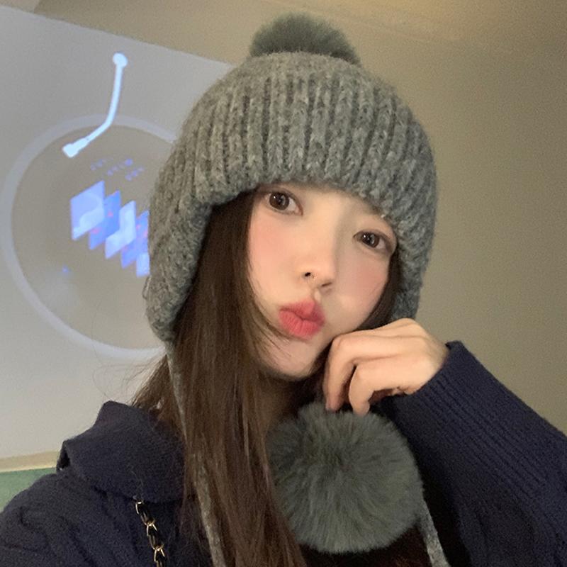 Women'S Knitted Hat Autumn And Winter Warm Earmuffs Korean Style Hat