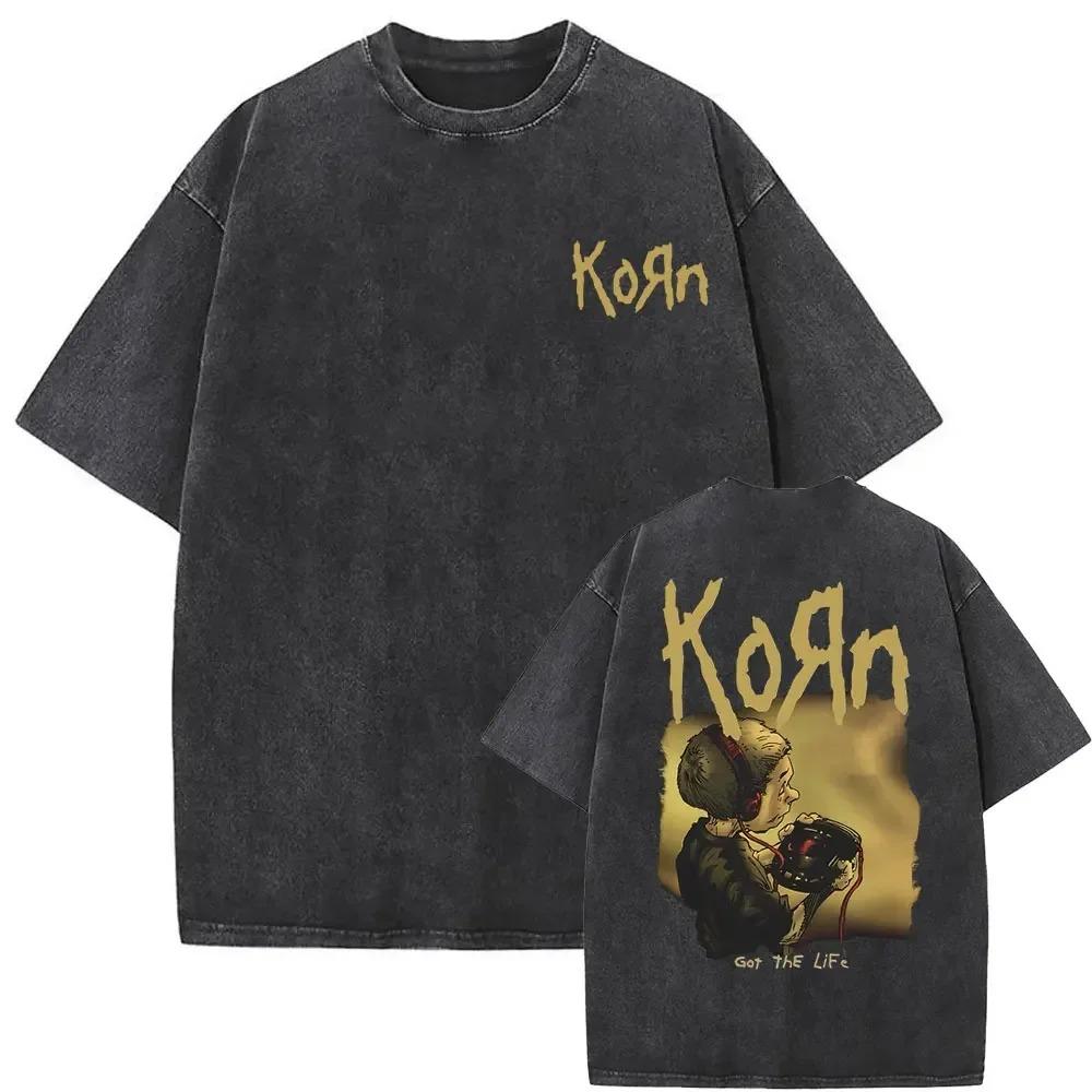 Футболка Korn Двусторонняя Темная Эмблема NuMetal Тема (Винтажный стиранный потертый готический череп крыло эстетика) Футболки