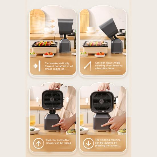 Вытяжка с регулируемым углом по высоте, эффективная фильтрация воздуха, мини-размер, съемная вилка европейского стандарта, портативный кухонный вытяжной вентилятор