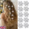 10 Pcs Christmas Snowflake Hair Clips for Women Girls Small Silver Pearl Metal Alligator Clips