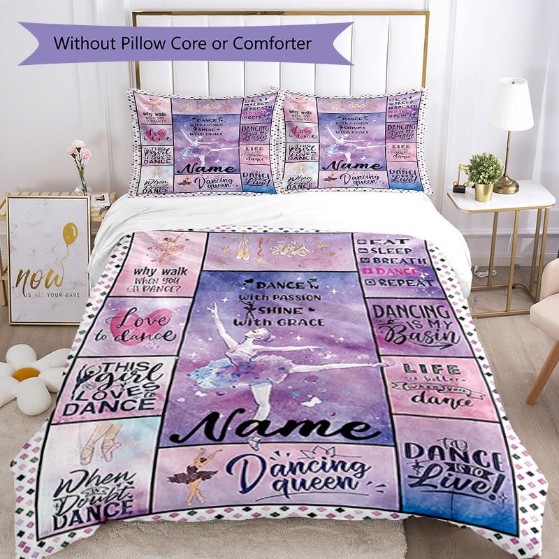 Dancer11 Customize Your Name Bedding Set Breathable Duvet Cover With Pillowcases Decorative Bed Linen For Bedroom Home Decoration Birthday Gift