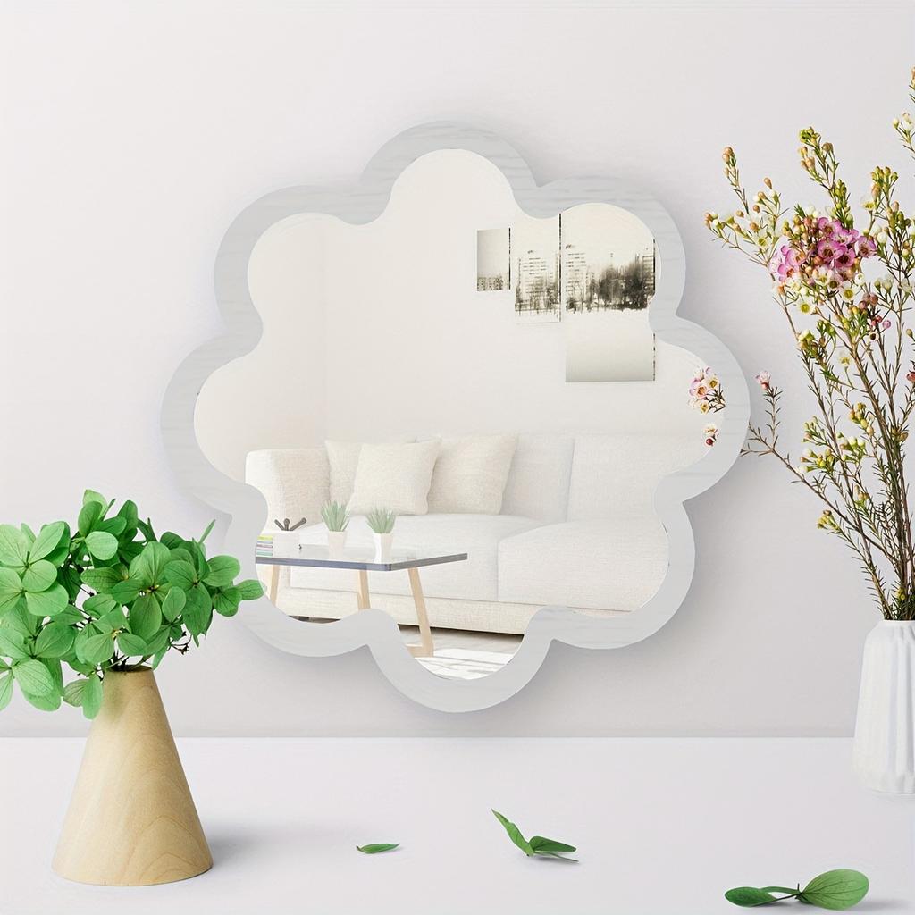Wooden Cloud-Shaped Wall Mirror: Decorative, Vertical, and No Electricity Required