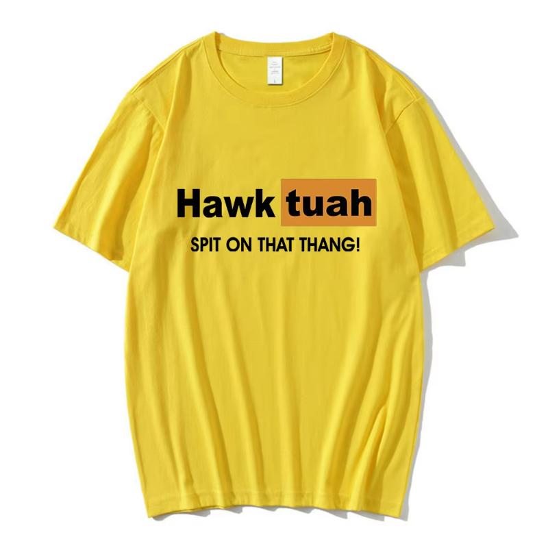 Футболка с принтом мема Hawk Tuah Spit on That Thing, смешная футболка, мужская и женская, повседневная, хлопковая, оверсайз, с коротким рукавом, стритвир
