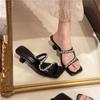 2025 New Transparent High Heels Women'S Summer Fashion Crystal Slippers Outside Wear Rhinestone Sandals