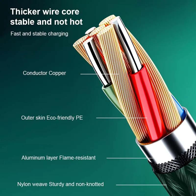 120 Вт 6A кабель для быстрой зарядки USB Type C кабель для iPhone 15 16 Pro Max Honor Xiaomi зарядное устройство для мобильного телефона шнур передачи данных