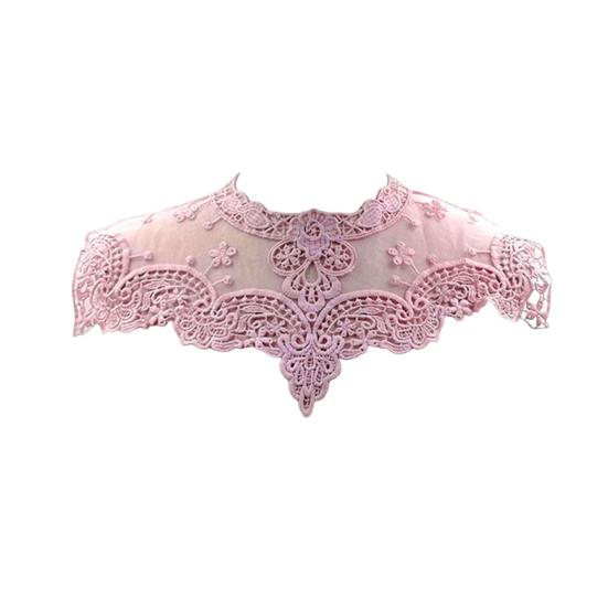 Lace Embroidered Fake Collar Hollow See-through Lace Flower Pattern False Collar Lace Embellished Clothing Accessory