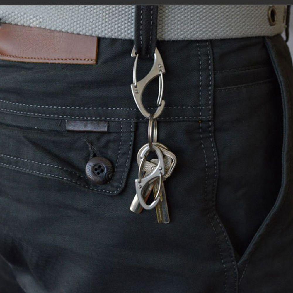Mini Outdoor EDC Tool Snap Clip Release Buckle Metal Carabiner Keychain Hanging Hook Key Chain Ring