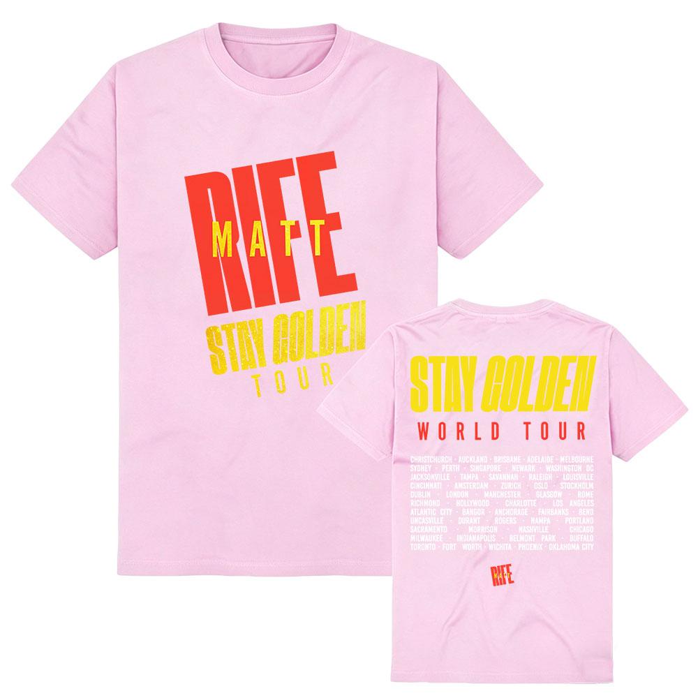Футболка Matt Rife Stay Golden World Tour 2026 с круглым вырезом, хлопковая, летняя, для женщин и мужчин, повседневная, модный дизайн, принт, мерч, одежда