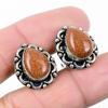 Натуральный красный солнечный камень драгоценный камень 925 стерлинговое серебро ювелирные изделия запонки H8t54