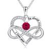 Cross-Border New Style Micro-Inlaid Zircon Infinite Heart-Shaped Copper Link Chain Necklace Twelve Birthstone Pendant Fashion