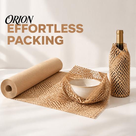Protective Cushioning for Vases Honeycomb Packing Paper Roll, Fragile Items Shock Absorbing Packaging Wrapping Ceramics Supply, Sustainable