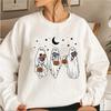 Vintage Halloween Ghost Sweatshirt Floral Retro Spooky Pumpkin Sweatshirts Women Long Sleeve Pullover Womens Halloween Hoodies