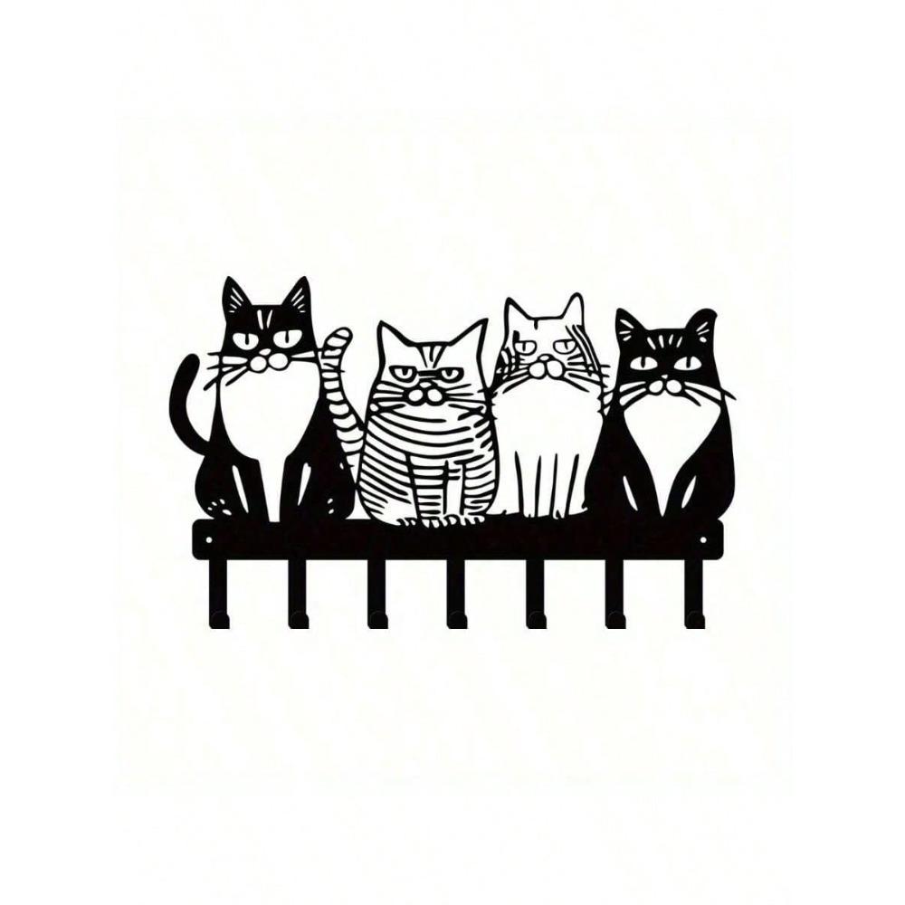 Винтажный Металлический Держатель для Ключей в Виде Кошки Настенный Крючок Вешалка для Прихожей Кухни Хранение