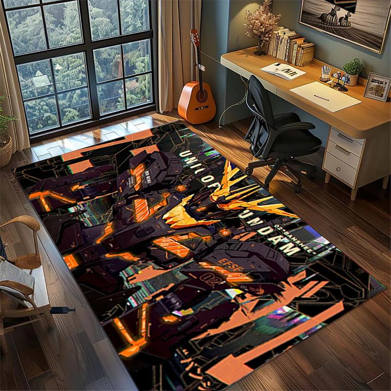 Gundam Gamer Bedroom Mat Large Area Non Slip Washable Rug Home Floor Decor