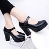 Women's Black High Heels Pumps Catwalk Sandals Soft-soled Leather Thick Heels Large Size Women's Shoes Elegant Woman Heels