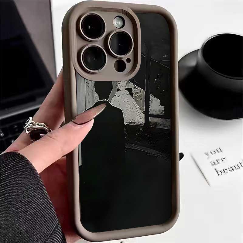 Силиконовый чехол для телефона с масляной краской для пары для iPhone 13 12 11 14 15 Pro Max XS X XR, чехол для iPhone 7 8 Plus SE, мягкий чехол