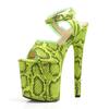 20CM Sexy Women Pole Dance Shoes Pumps Party Club Platform High-heeled Snake Print Shoes Summer Peep Toe Sandals
