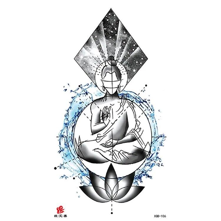 Маленькая водонепроницаемая временная татуировка на всю руку с головой волка, тигра и цветка, наклейка для боди-арта, рука для мужчин и женщин