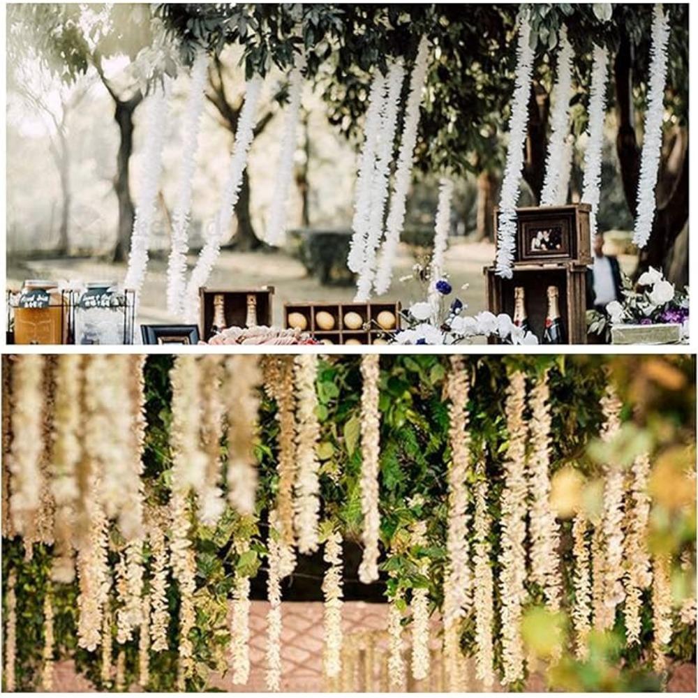 10 Pcs Artificial Flowers Garland 100cm Silk Flowers Fake Wisteria Hanging Flowers Garlands Vine for Party Wedding Garden Decoration
