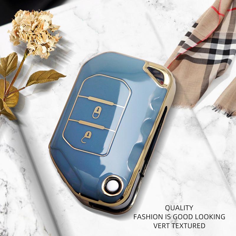 Роскошный чехол для дистанционного ключа с золотым краем, защитный чехол для Jeep Gladiator JT Wrangler JL 18-21, брелок для автомобиля