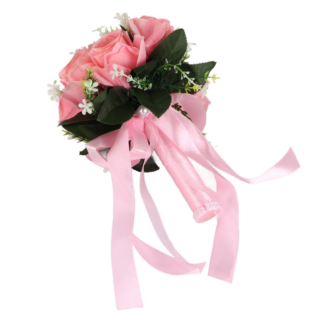 Artificial Wedding Bouquet Silk Flower Simulation Rose Bouquet for Bride Holding FlowersPink