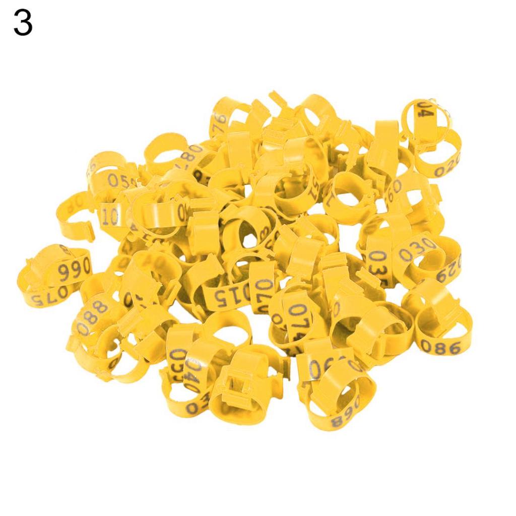 100Pcs 001-100 Numbered Poultry Chickens Ducks Leg Bands Rings Birds Tools