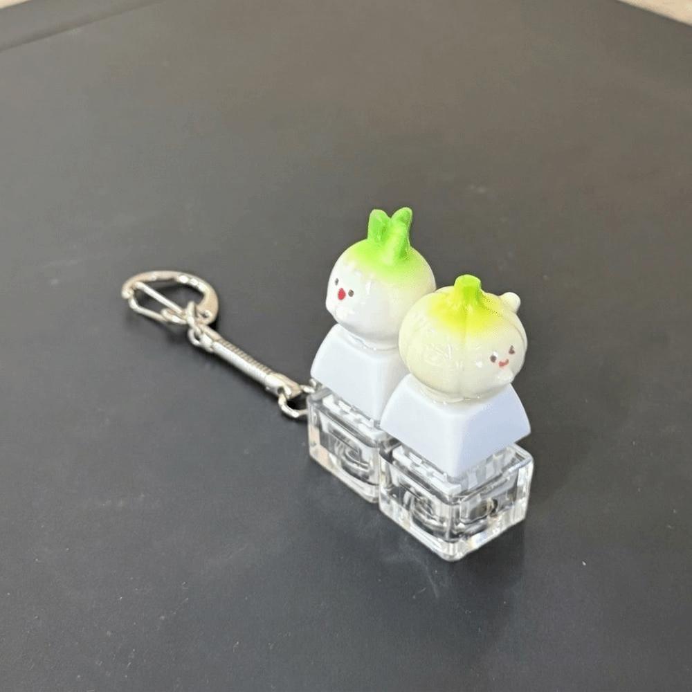 Funny Vegetable Clicker Keychain Plastic Mini Keyboard Pendant Hanging Charm
