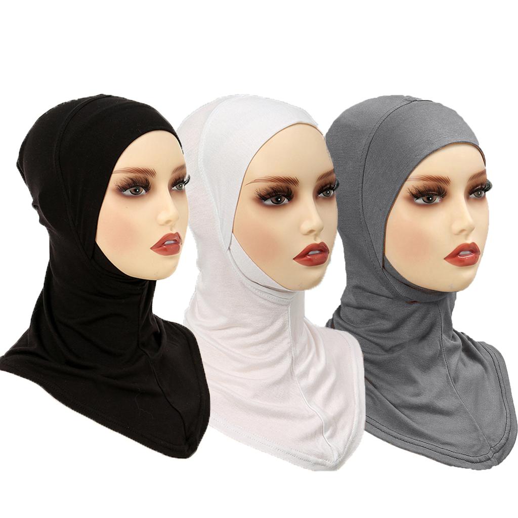 3PCS Muslim Inner Cap Hijab For Women Solid Underscarf Hijab Undercap Scarf Turban Hat Islamic Hijabs Ready To Wear Headcover
