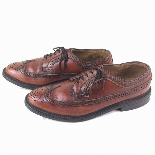 Винтажные туфли Johnston & Murphy Long Wingtip для бизнеса, сделано в США, коричневые, размер 9.5D 27.0-27.5, мужские(ИСПОЛЬЗОВАЛ)