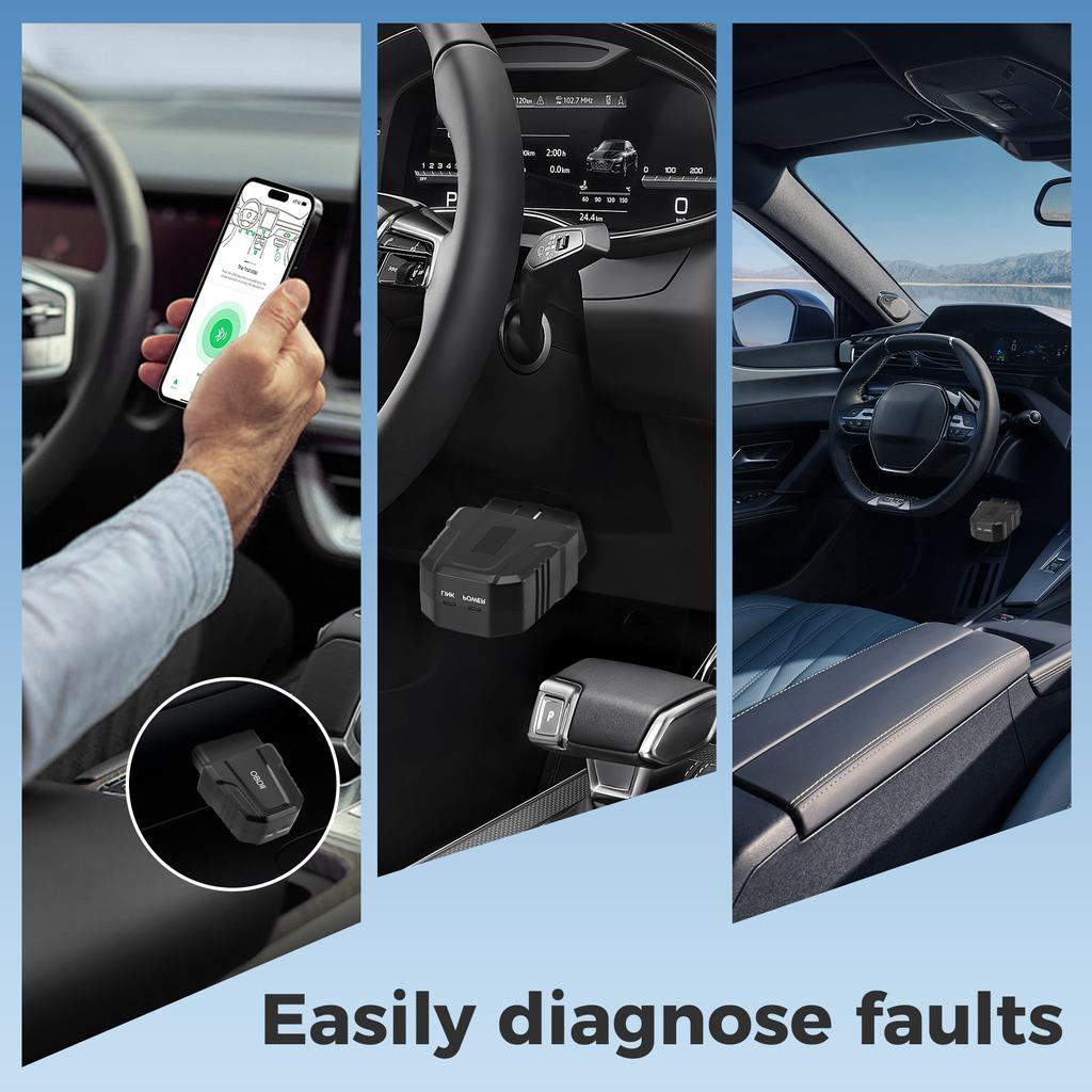 Автомобильный считыватель кодов неисправностей Bluetooth5.4 Автомобильные диагностические инструменты для IOS Android Windows Сканер кодов Поддержка Smart Scan Tool ODB2